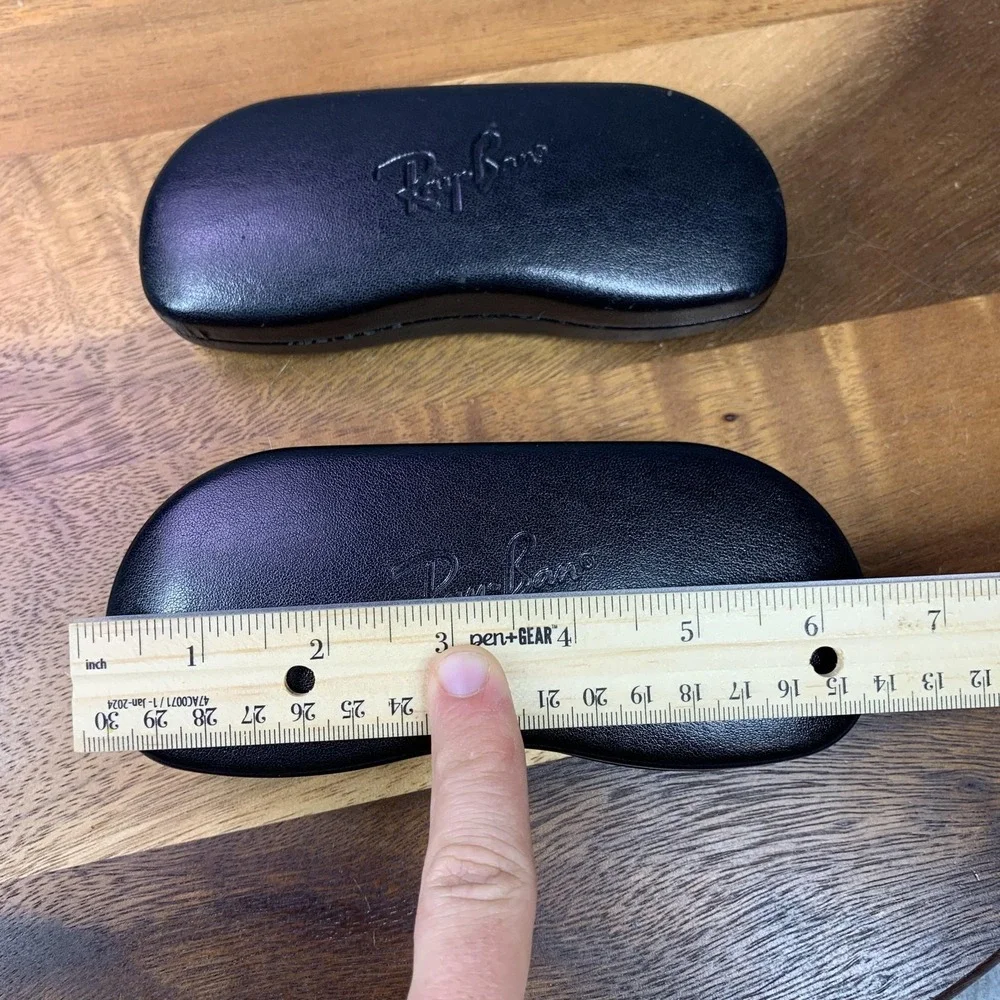 Ray-Ban‎ Black Leather Hard Shell Eyeglasses Sunglasses Case Clamshell Lined OEM